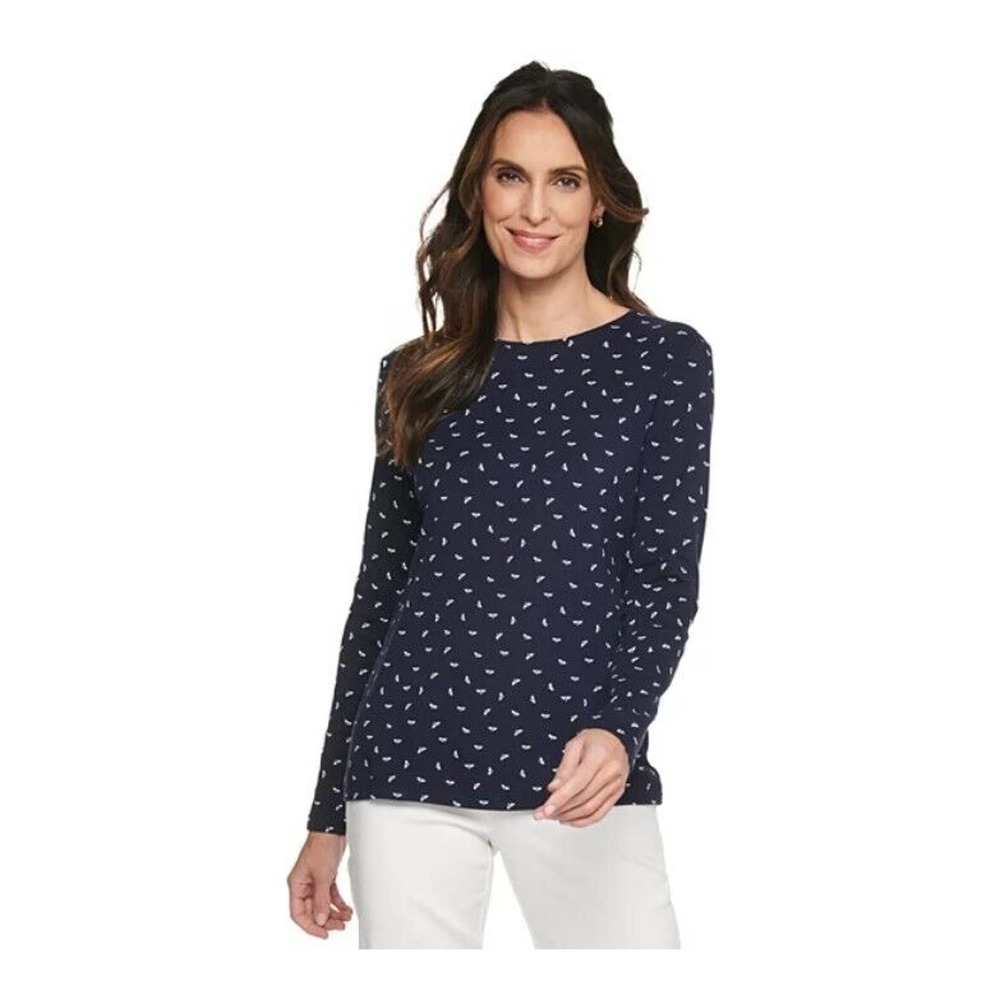 Croft & Barrow Womens Blue Essential Long Sleeve Crewneck Tee Size XL